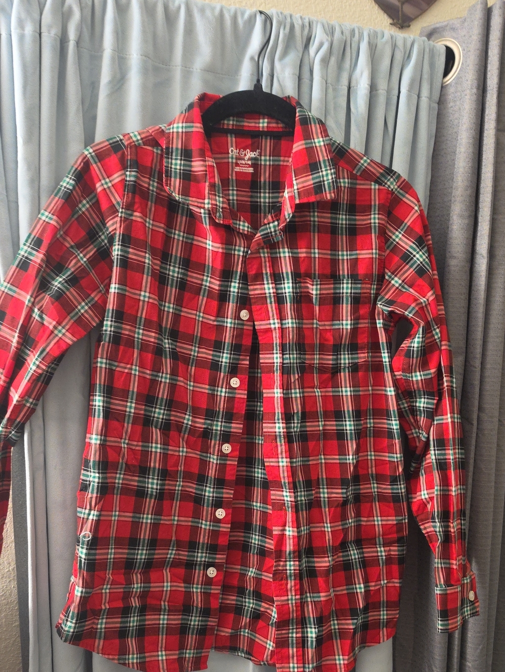 Red Plaid Boys Button-Up Shirt